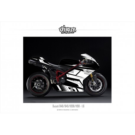 Kit déco Ducati 1098/1198 1.6 Noir Blanc