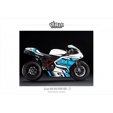 Kit déco Ducati 1098/1198 2.2 Blanc Bleu Noir