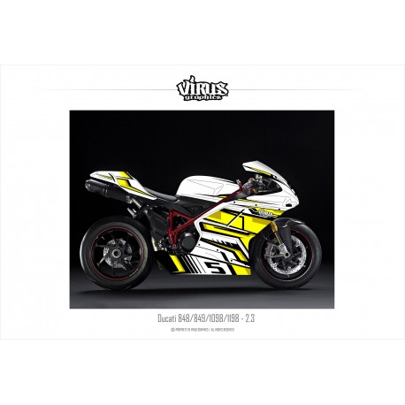 Kit déco Ducati 1098/1198 2.3 Blanc Jaune Noir