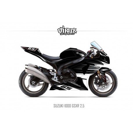 Kit déco Suzuki GSXR1000 2009/16 2.5 Noir Gris Blanc