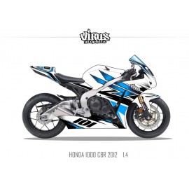 Kit déco Honda CBR1000RR 2012/16 1.4 Blanc Bleu Noir