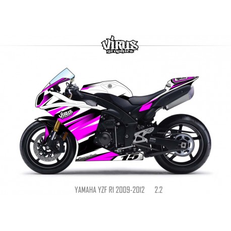 Kit déco Yamaha R1 2009/14 2.2 Blanc Violet Noir