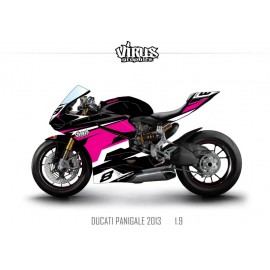 Kit déco Ducati Panigale V2 2013 1.9 Noir Rose Blanc