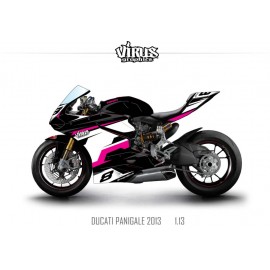 Kit déco Ducati Panigale V2 2013 1.13 Noir Blanc Rose