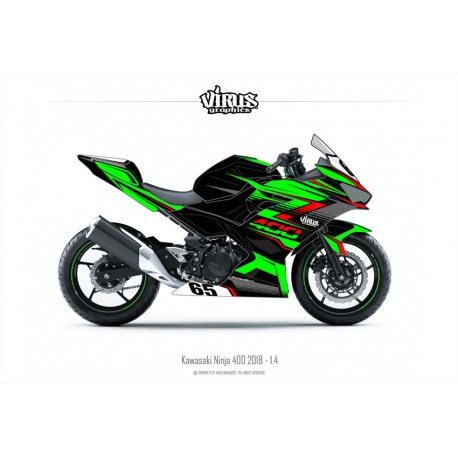 Kit déco Kawasaki Ninja 400 2018 1.4 Noir Vert Rouge