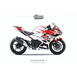 Kit déco Kawasaki Ninja 400 2018 2.1 Blanc Rouge Noir