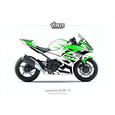 Kit déco Kawasaki Ninja 400 2018 2.3 Blanc Vert Noir
