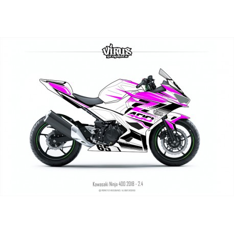 Kit déco Kawasaki Ninja 400 2018 2.4 Blanc Rose Noir