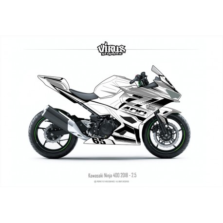 Kit déco Kawasaki Ninja 400 2018 2.5 Blanc Gris Noir