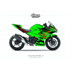 Kit déco Kawasaki Ninja 400 2018 3.2 Vert Noir Rouge