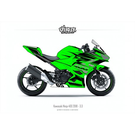 Kit déco Kawasaki Ninja 400 2018 3.3 Vert Noir Gris