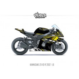 Kit déco Kawasaki ZX10R 2011/15 1.6 Noir Gris Jaune