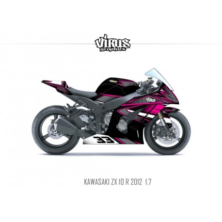 Kit déco Kawasaki ZX10R 2011/15 1.7 Noir Gris Rose
