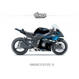 Kit déco Kawasaki ZX10R 2011/15 1.8 Noir Gris Bleu