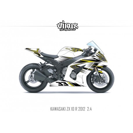 Kit déco Kawasaki ZX10R 2011/15 2.4 Blanc Noir Jaune