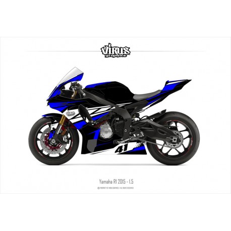 Kit déco Yamaha R1 2015/19 1.5 Noir Bleu Blanc
