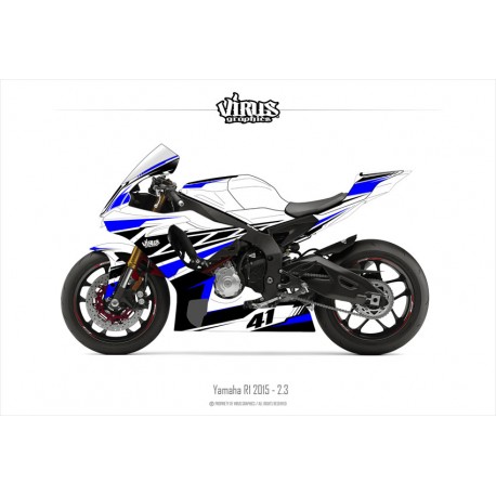 Kit déco Yamaha R1 2015/19 2.3 Blanc Noir Bleu