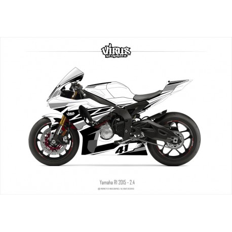 Kit déco Yamaha R1 2015/19 2.4 Blanc Noir Gris