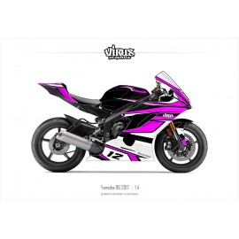 Kit déco Yamaha R6 2017 1.4 Noir Rose Blanc