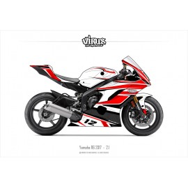 Kit déco Yamaha R6 2017 2.1 Blanc Rouge Noir