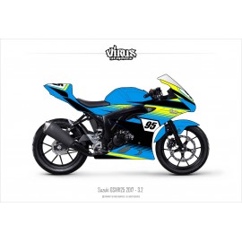 Kit déco Suzuki GSXR125 2017 3.2 Bleu Jaune Noir