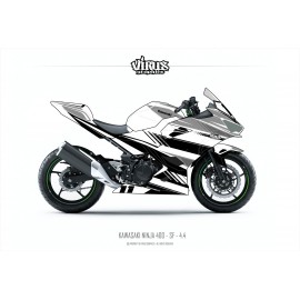 Kit déco Kawasaki Ninja 400 2018 4.4 Blanc Gris Noir pour poly Speed fiber