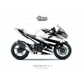 Kit déco Kawasaki Ninja 400 2018 4.5 Blanc Noir pour poly Speed fiber