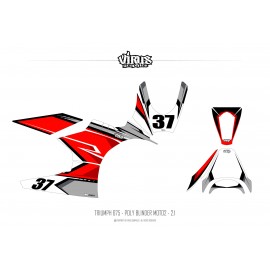 Kit déco Triumph Daytona 675 Type Moto2 Blinder 2.1 Blanc Rouge Gris