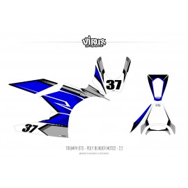Kit déco Triumph Daytona 675 Type Moto2 Blinder 2.2 Blanc Bleu Gris